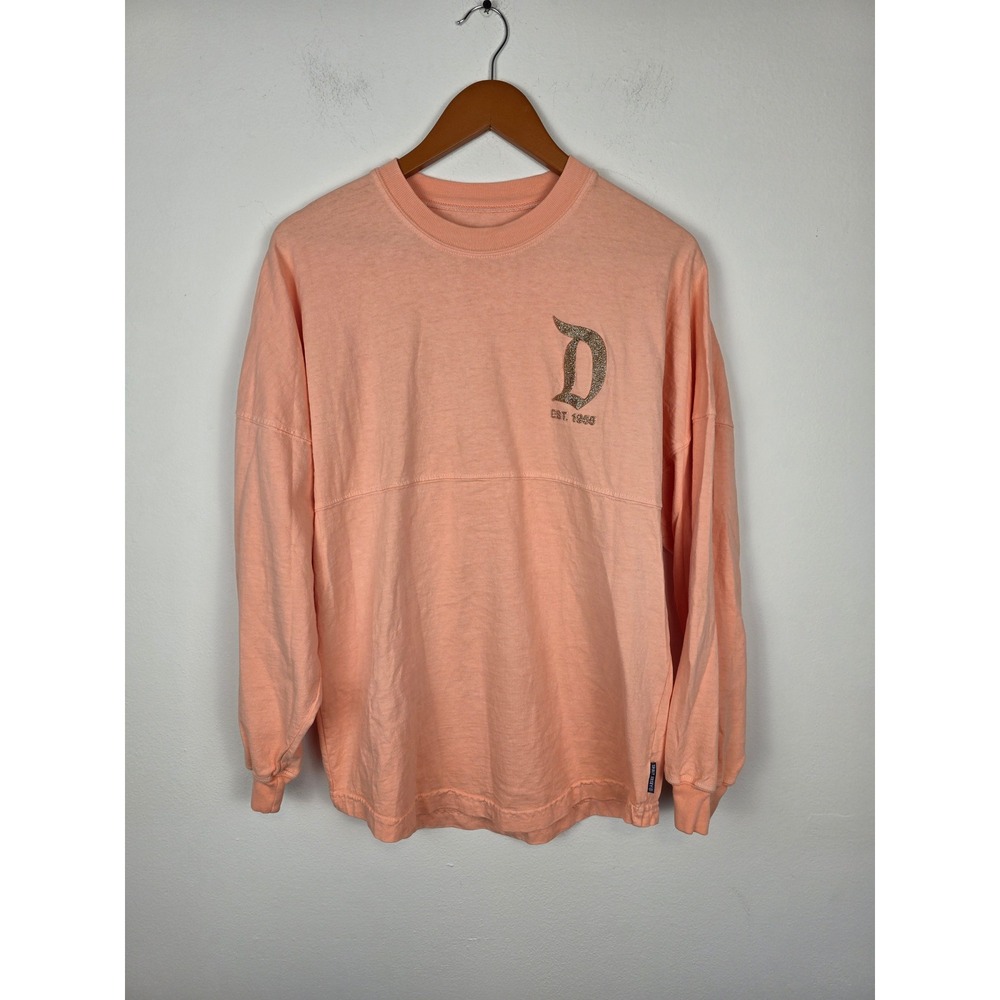 Disneyland Resort Spirit Jersey Peach Gold Glitter Long Sleeve Women's XS